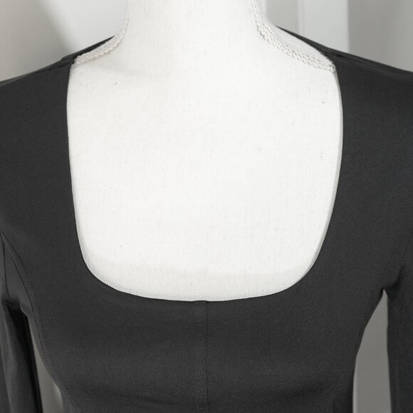 Tahari Square Neck Tee Modern Essentials Long Sleeve Whimsy Goth Princess Seam - Picture 4 of 12